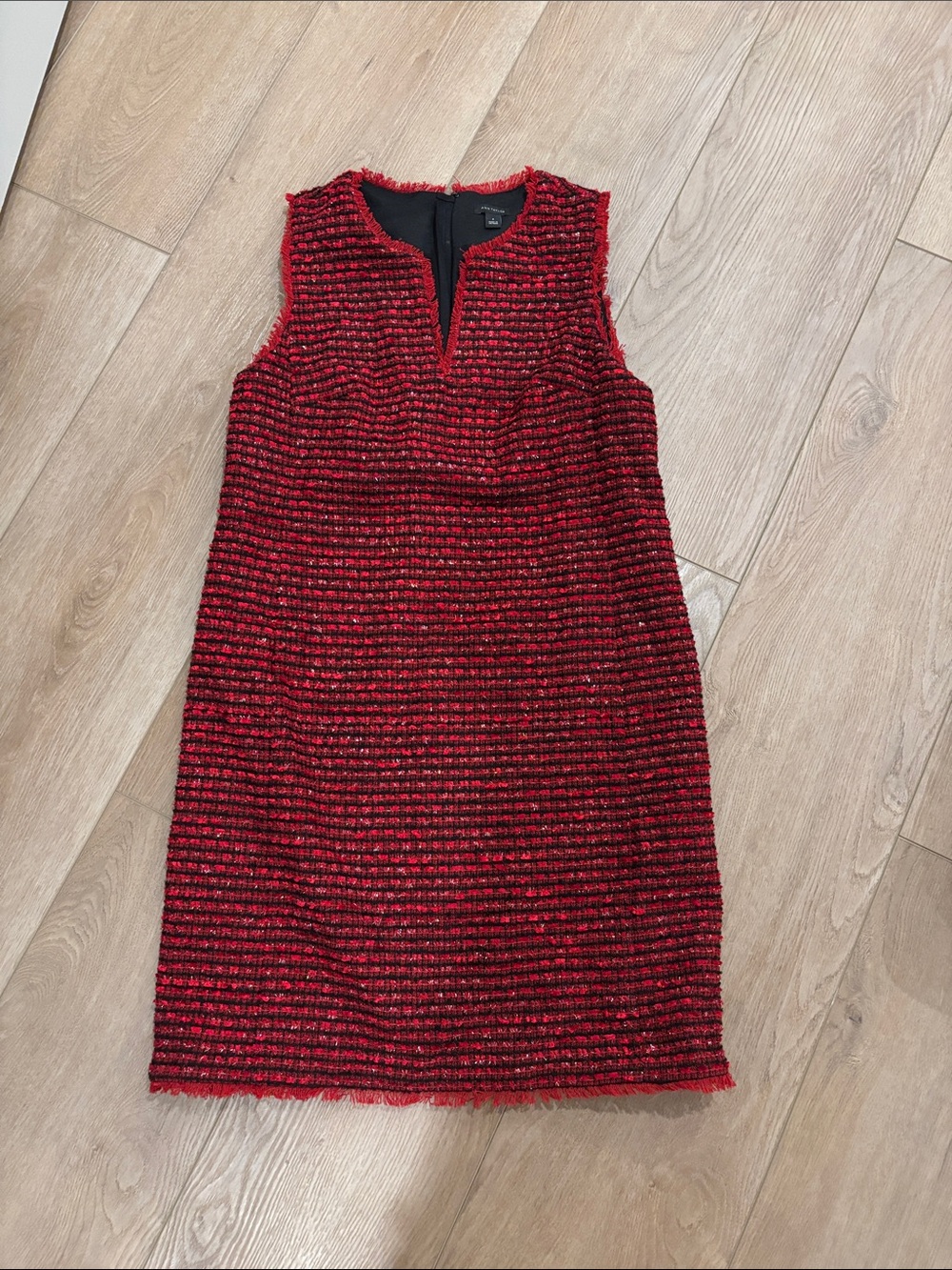 Ann Taylor Red Textured Sleeveless Shift Dress